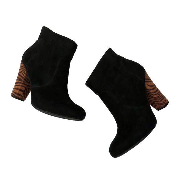 Guess Black Velvet Ankle Boot Animal Print Pony Hair Heel Size 8 Booties GGEMIT - Picture 5 of 9